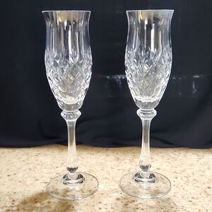 MIKASA Chateau Crystal Set Of Two Fluted Champagne Glasses